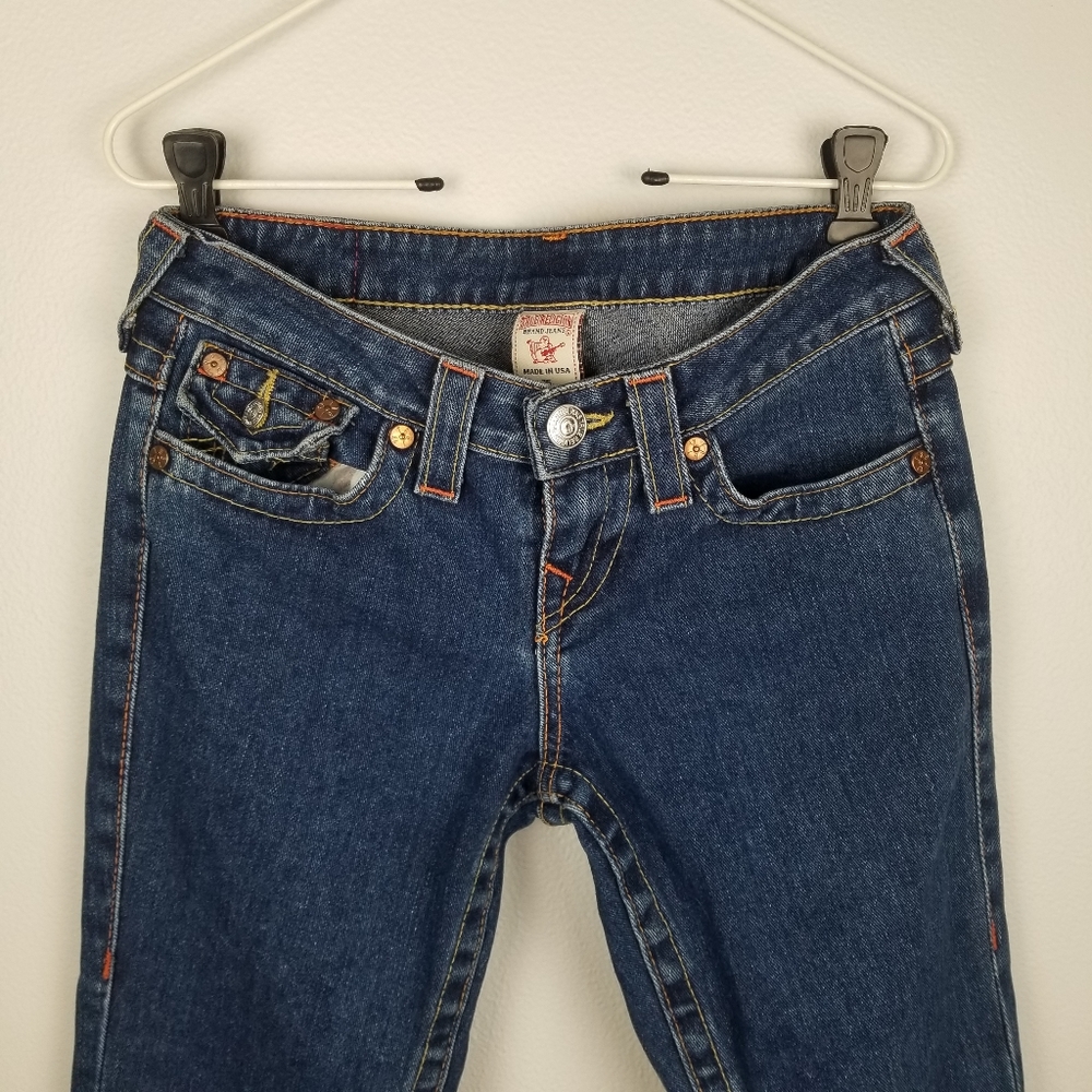True Religion Becky Jeans Low Rise Size 26 X 31 Y2k USA Dark Wash